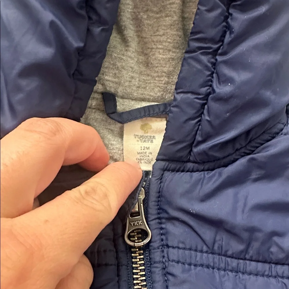 Tucker + Tate baby boy vest jacket coat with‎ hood gray and navy 12 months